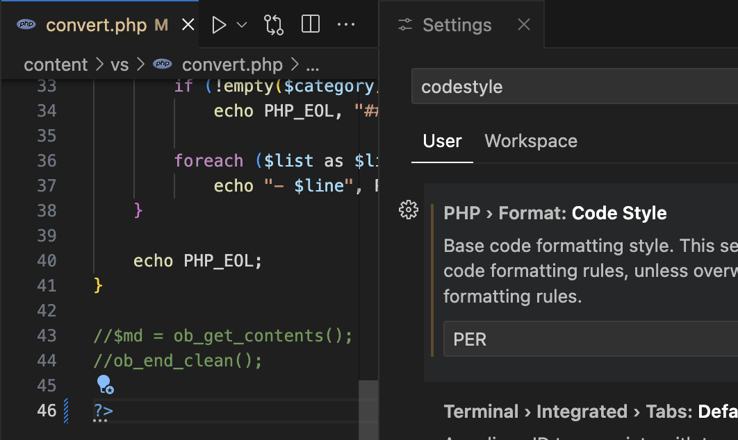 Code style PER enables autofix