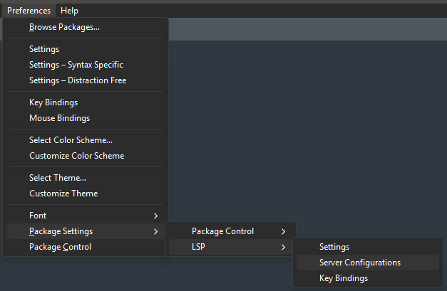 Server Config Menu