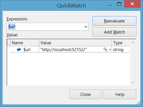 QuickWatch dialog