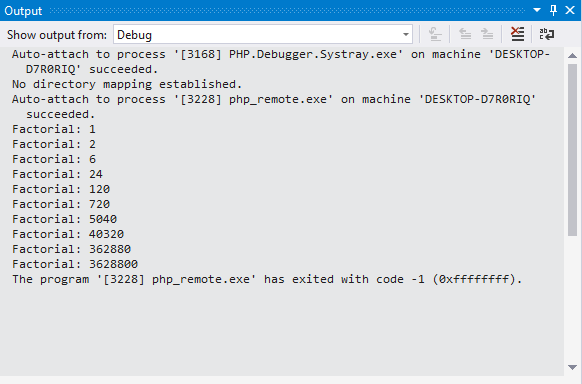 Tracepoint message in Output Pane