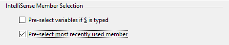 IntelliSense Member Selection Options