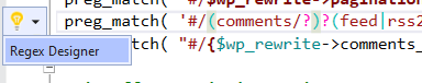 regex designer code action
