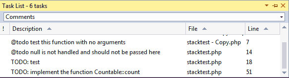 Task List with PHP TODO comments