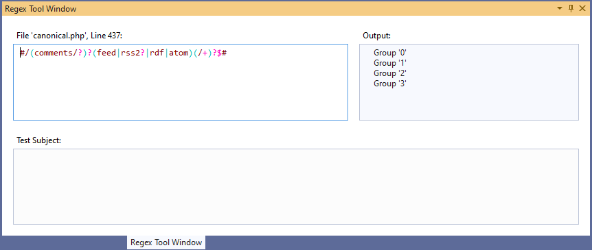 regex tool window