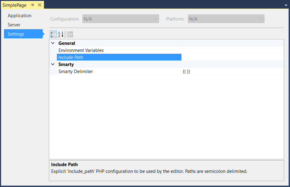 Smarty project settings