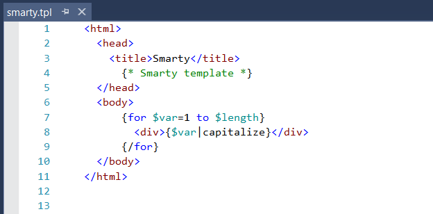 Smarty syntax highlighting