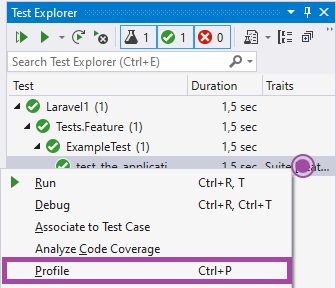 profile PHPUnit test case