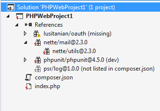 Composer solution explorer