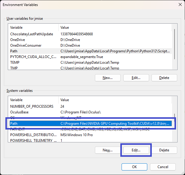 edit Path env variable