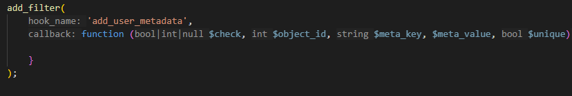 hook parameters inlays