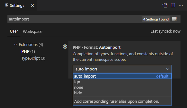 auto import settings