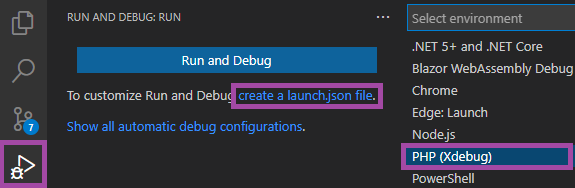 PHP debug launch.json