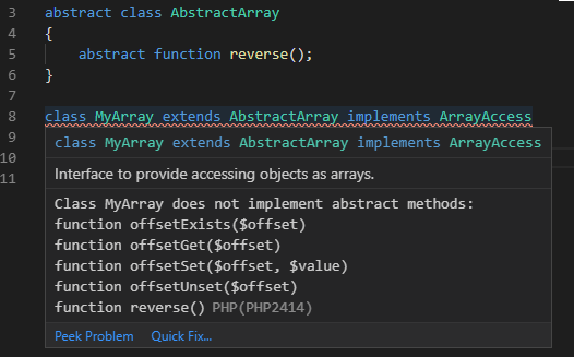 Class is missing implementation of abstract functions