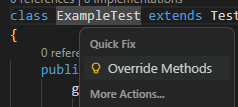 override methods code action