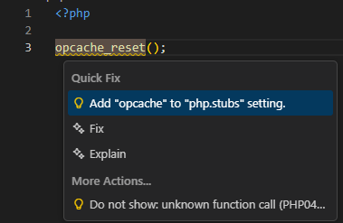 include stub from code action