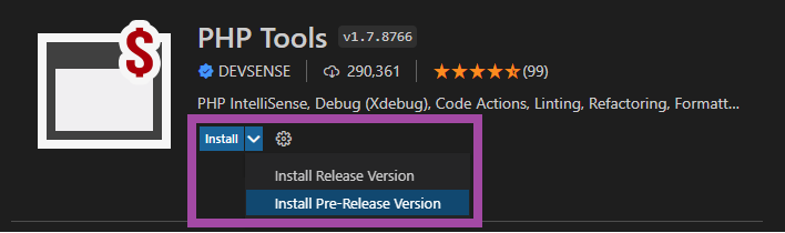 php for vscode pre-release